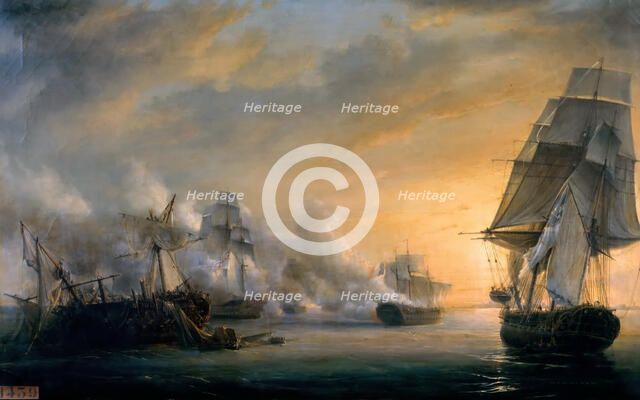 Naval Combat before Cádiz on July 13, 1801. Artist: Gilbert, Pierre-Julien (1783-1860)
