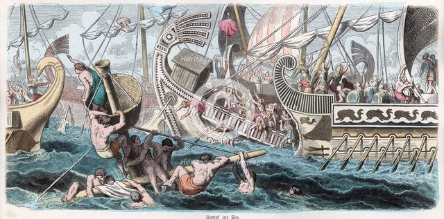 Naval Combat, engraving, 1862.