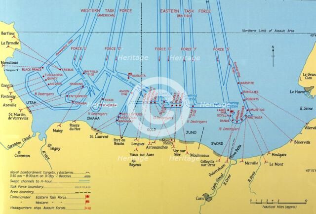 Naval Bombardments on D-Day, Second World War.  Creator: HMSO.