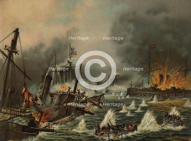 Naval Battle of Cavite (Manila), 1898, navy from Spain and from the United States of America.