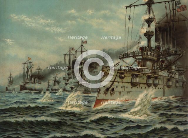 Naval Battle of Santiago de Cuba, 1898, navy from Spain and from the United States of America.