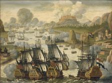 Naval Battle of Vigo Bay, 23 October 1702. Episode from the War of the Spanish Succession, c.1705. Creator: Anon
