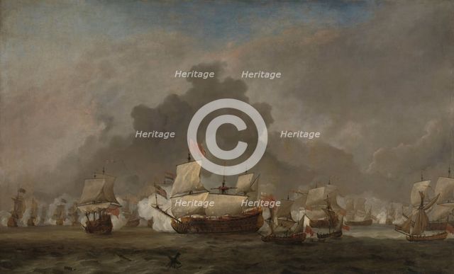 "Naval Battle between Michiel Adriaensz de Ruyter and the Duke of York on the ""Royal Prince"" durin Creator: Willem van de Velde the Younger.