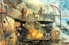 Naval battle between Russian and Japanese fleets, Russo-Japanese War, 1904-5
