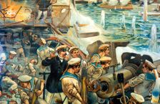 Naval battle between Russian and Japanese fleets, Russo-Japanese War, 1904-5