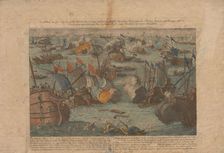 Naval battle between the Russian and Ottoman fleet in the Black Sea on June 28 and 29, 1788, 1788. Creator: Anonymous