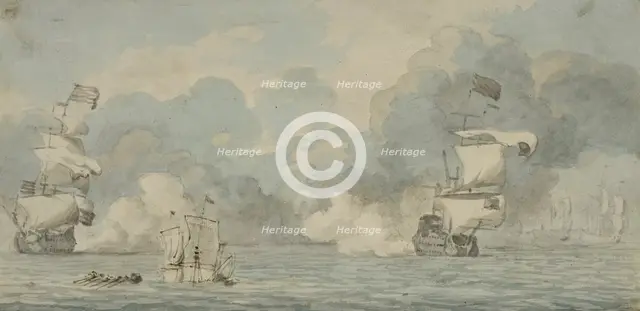 Naval battle. Creator: Willem van de Velde I.