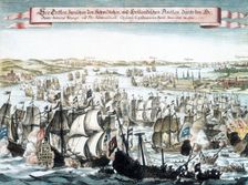 Naval battle in Oresund between the Netherlands and Sweden, 1658. Creator: Unknown