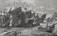 Naval battle in front of Alghero between Catalans, Venetians, Genoese and Sardinians, 1890. Creator: Joan Serra y Pausas