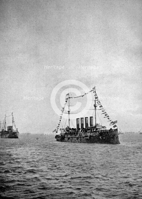Naval review off the coast of Portsmouth, 1907 (1908).Artist: Queen Alexandra