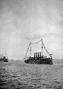 Naval review off the coast of Portsmouth, 1907 (1908).Artist: Queen Alexandra