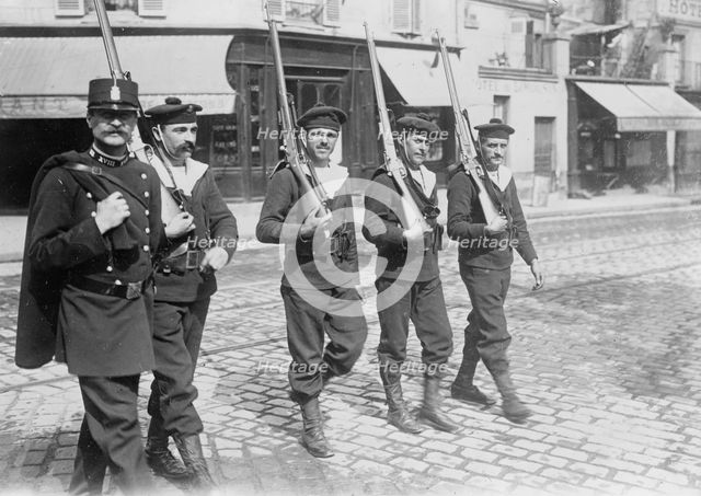 Naval recruits police, Paris, between c1914 and c1915. Creator: Bain News Service.