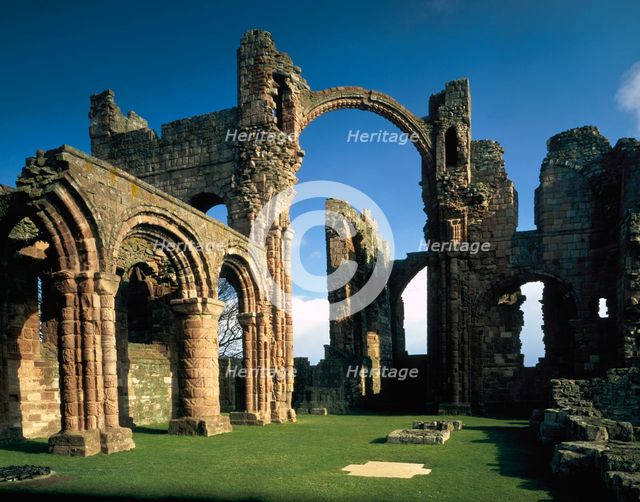 Nave in the priory church, Lindisfarne Priory, Northumberland, 1988. Artist: Unknown