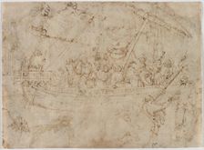 Navicella (recto) Two Drawings of Ships (verso), c. 1410s. Creator: Parri Spinelli (Italian, 1387-c. 1453)