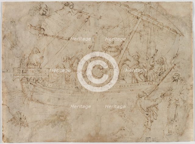 Navicella (recto) Two Drawings of Ships (verso), c. 1410s. Creator: Parri Spinelli (Italian, 1387-c. 1453).