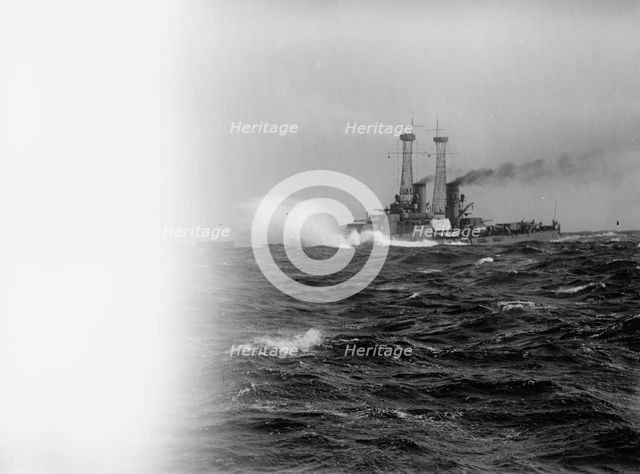 Navy, U.S. Battleships in Storm at Sea, 1913. Creator: Harris & Ewing.