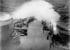 Navy, U.S. Battleships in Storm at Sea, 1913. Creator: Harris & Ewing