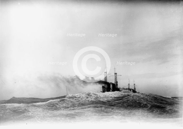 Navy, U.S. Battleships in Storm at Sea, 1913. Creator: Harris & Ewing.