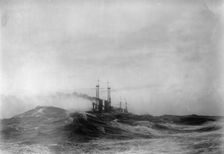 Navy, U.S. Battleships in Storm at Sea, 1913. Creator: Harris & Ewing