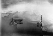 Navy, U.S. Battleships in Storm at Sea, 1913. Creator: Harris & Ewing