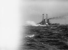 Navy, U.S. Battleships in Storm at Sea, 1913. Creator: Harris & Ewing
