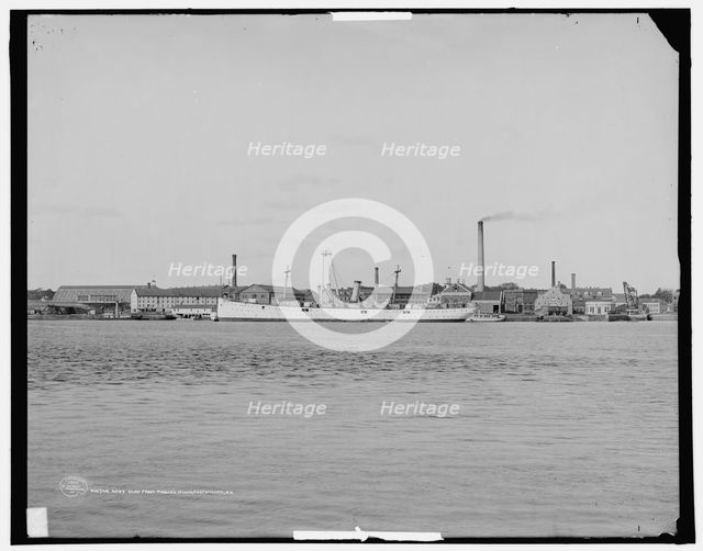 Navy yard from Pierce's Island, Portsmouth, N.H. i.e. Portsmouth Navy Yard, Kittery, Maine, c1907. Creator: Unknown.