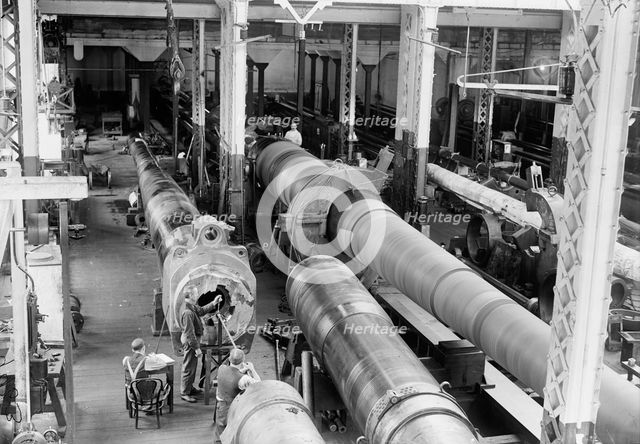 Navy Yard, U.S., Washington - 14 Inch Guns, Ready To Go To Proving Ground, 1917. Creator: Harris & Ewing.