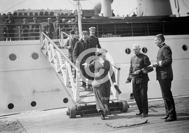 Navy Yard, U.S., Washington - Capt. Hilary P. Jones And Comdr. Taylor Greeting Arrivals, 1914. Creator: Harris & Ewing.