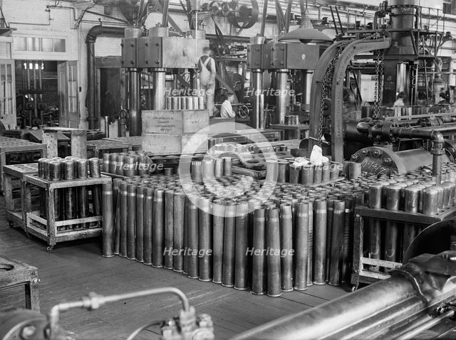 Navy Yard, U.S., Washington - Cartridge Cases, 1917. Creator: Harris & Ewing.