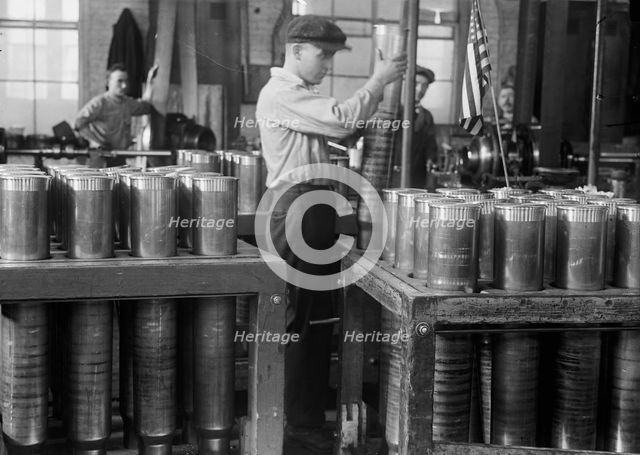 Navy Yard, U.S., Washington - Packing And Handling Cartridge Cases, 1917. Creator: Harris & Ewing.