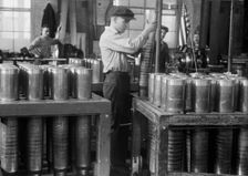 Navy Yard, U.S., Washington - Packing And Handling Cartridge Cases, 1917. Creator: Harris & Ewing