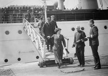 Navy Yard, U.S., Washington - Capt. Hilary P. Jones And Comdr. Taylor Greeting Arrivals, 1914. Creator: Harris & Ewing