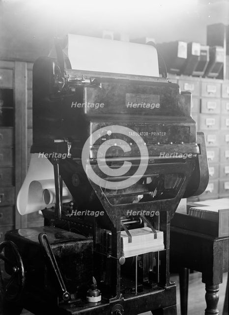 Navy Department, U.S. Tabulator-Printer Machine, Bureau Sup. And Accts., 1917. Creator: Harris & Ewing.