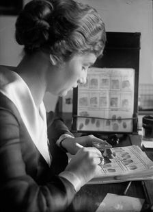 Navy Department, U.S. Intelligence Bureau, Finger Print Department Clerk, Marie S. Dahm, 1918. Creator: Harris & Ewing