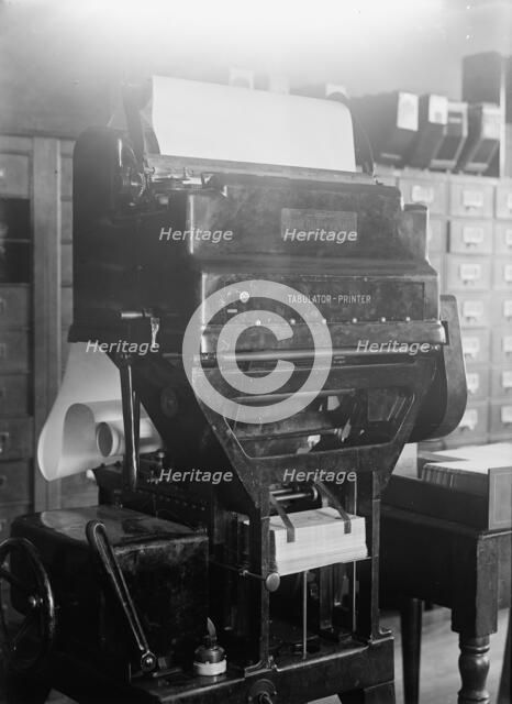 Navy Department, U.S. Tabulator-Printer Machine, Bureau Sup. And Accts., 1917. Creator: Harris & Ewing.