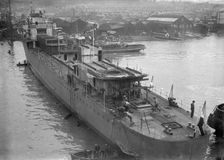 Navy ship under construction, 28th July 1937. Creator: Kirk & Sons of Cowes