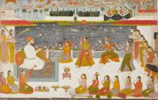 Nawab and ladies watching a nautch on a terrace, 1760