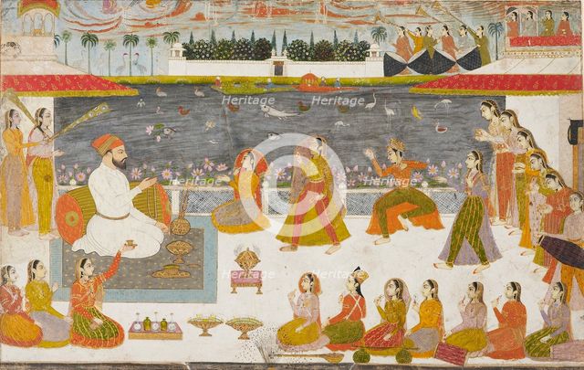 Nawab and ladies watching a nautch on a terrace, 1760. Artist: Unknown.