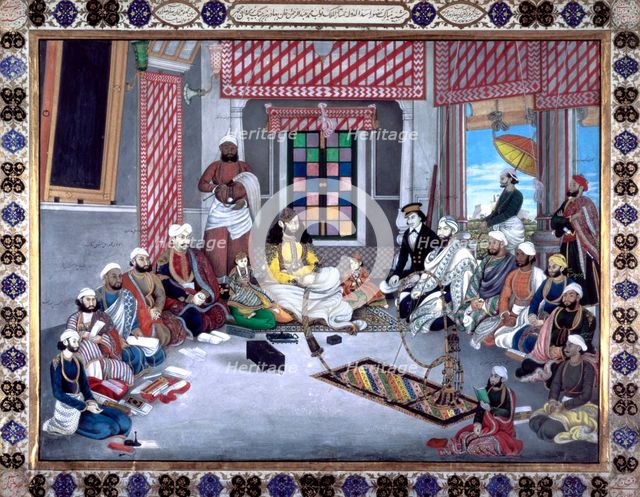 Nawab Muhammad Abd al-Rahman Khan of Jhajjar with his court, India, c1849-1852.  Creator: Ghulam Ali Khan.