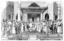 Nawab's Durbar and Reception of the English Resident at Morshedabad, 1857. Creator: Frederick John Skill