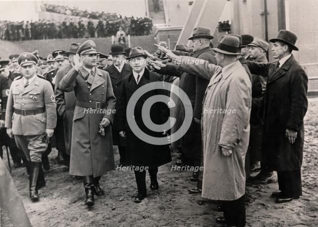 Nazi Deputy Führer Rudolf Hess opens the Mittelland Canal, Germany, October 1938. Artist: Unknown