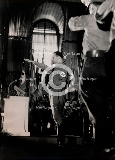 Nazi Deputy Führer Rudolf Hess at a party meeting, Nuremberg, September 1936. Creator: Unknown.