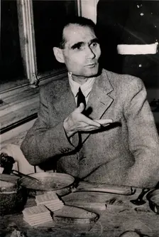 Nazi Deputy Leader Rudolf Hess at the Nuremberg War Crimes Trials, Germany, 1945. Creator: Unknown