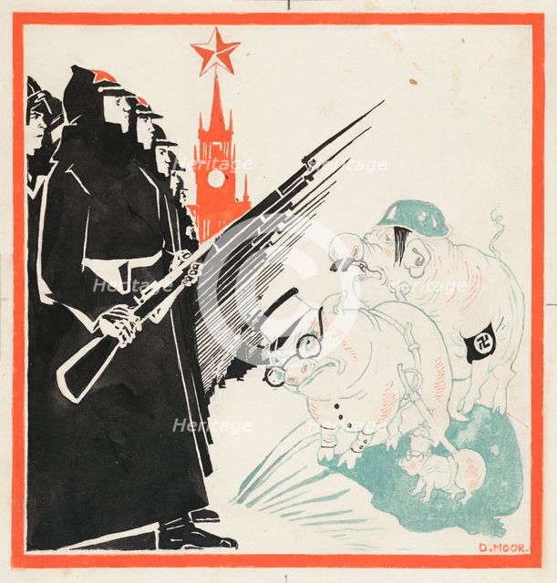 Nazi hogs stopped at the gates of the Kremlin by the Red Army , 1941-1943. Creator: Moor, Dmitri Stachievich (1883-1946).