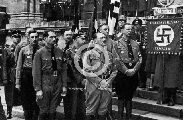 Nazi leaders at the Feldherrnhalle, Munich, Germany, 9 November 1934. Artist: Unknown