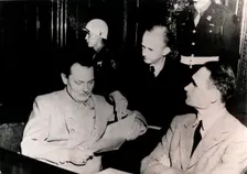 Nazi leaders Hermann Göring and Rudolf Hess at the Nuremberg Trials, Germany, c1945-c1946. Creator: Unknown