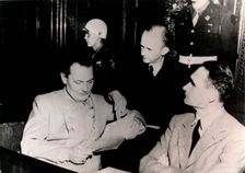 Nazi leaders Hermann Göring and Rudolf Hess at the Nuremberg Trials, Germany, c1945-c1946. Creator: Unknown