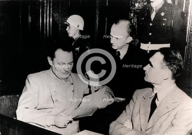 Nazi leaders Hermann Göring and Rudolf Hess at the Nuremberg Trials, Germany, c1945-c1946. Artist: Unknown