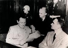 Nazi leaders Hermann Göring and Rudolf Hess at the Nuremberg Trials, Germany, c1945-c1946