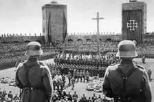 Nazi memorial ceremony for President von Hindenburg, Court of Honour, Tannenberg, 7th August 1934. Creator: Unknown